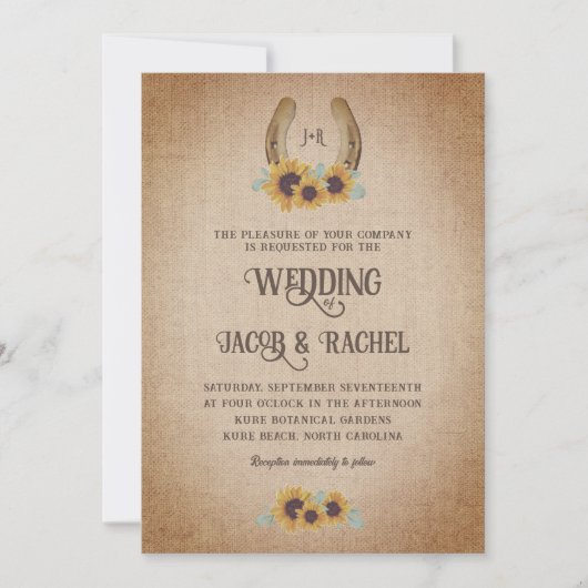 西素朴馬蹄形ひま結婚花 招待状 (正面)