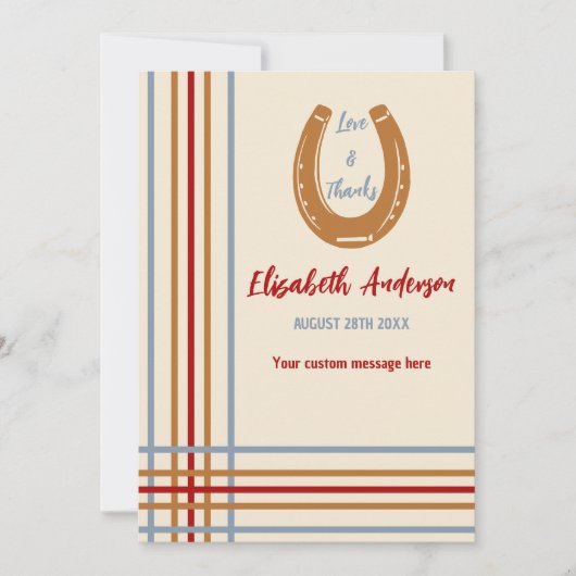 西素朴馬蹄赤ちゃんシャワー サンキューカード (正面)