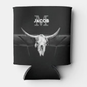 西素朴黒白ブルスカルモノグラム 缶クーラー (正面)