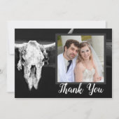 西素朴黒白ブルスカル写真 サンキューカード (正面)