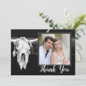 西素朴黒白ブルスカル写真 サンキューカード (スタンド正面)