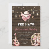 西素朴21日，30日，40日，女性のカーボーイ誕生日 招待状 (正面)