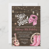 西素朴30日40日女性のカーボーイ誕生日 招待状 (正面)