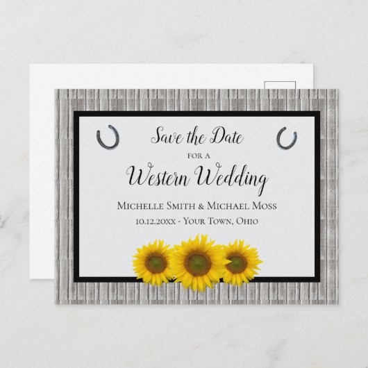 西結婚方のひまわり馬蹄形 案内ポストカード (正面/裏面)