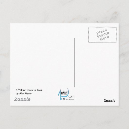 西芸術による黄色いトラックの郵便はがき ポストカード (裏面)