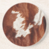 西褐色の白い動物の子牛 コースター (正面)