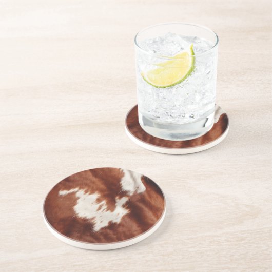 西褐色の白い動物の子牛 コースター (側面)