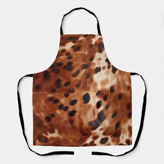西褐色の白い黒動物の牛革 エプロン (正面)