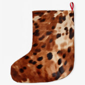 西褐色の白い黒動物の牛革 ラージクリスマスストッキング (裏面)