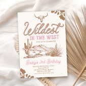 西誕生日で茶色のピンクの野生の西 招待状