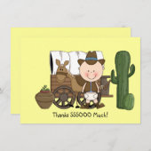 西部かわいい男の赤ちゃんの馬の子馬は感謝していしています サンキューカード (正面/裏面)