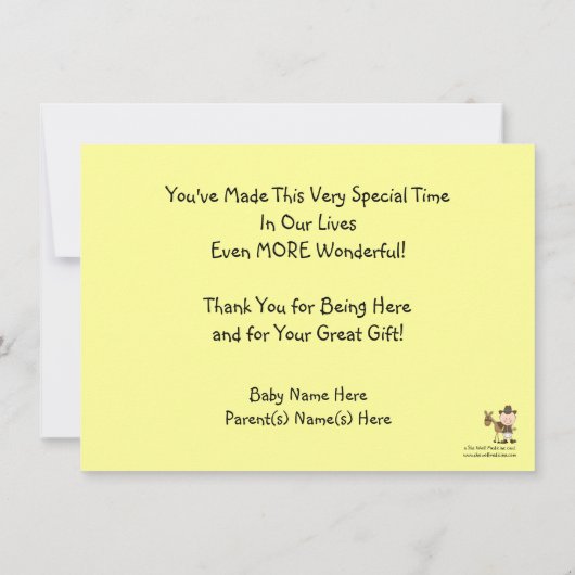 西部かわいい男の赤ちゃんの馬の子馬は感謝していしています サンキューカード (裏面)