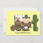 西部かわいい男の赤ちゃんの馬の子馬は感謝していしています サンキューカード (正面)