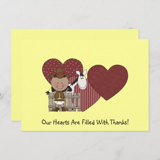 西部かわいい男の赤ちゃんの馬の子馬は感謝していしています サンキューカード (正面/裏面)