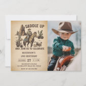 西部でカウボーイになって誕生日の写真を撮りましょう 招待状 (正面)