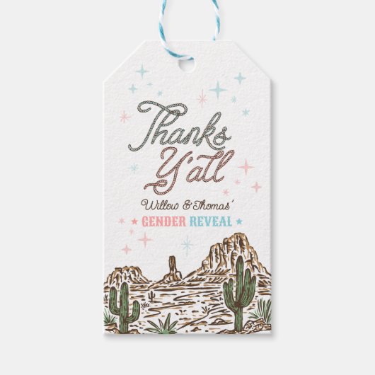 西部でジェンダーリビール カウボーイ?それともカウガール? ギフトタグ (正面)