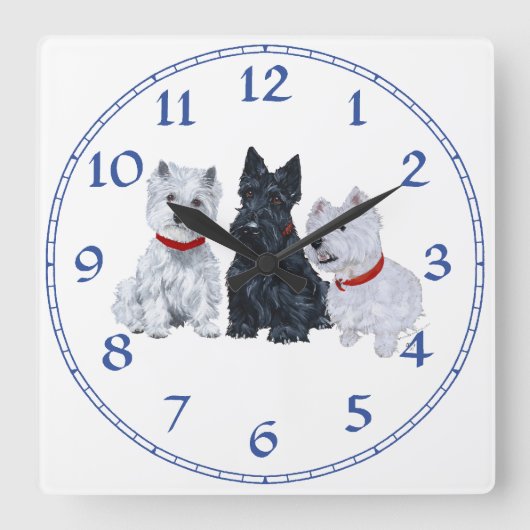 西部とスコットランドの一緒 スクエア壁時計 (正面)