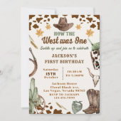 西部どのように西は1つの最初の誕生日 招待状 (正面)