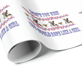 西部にロデオのギフトの包装紙の女性のカーボーイのロープをかけること ラッピングペーパー