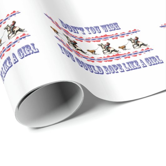 西部にロデオのギフトの包装紙の女性のカーボーイのロープをかけること ラッピングペーパー (ロールコーナー)