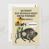 西部に行こう バッファロー ユニークな西部をテーマにした ポストカード (正面/裏面)