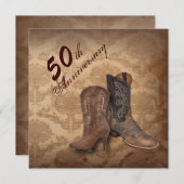 西部のお国柄のカウボーイが50周年を祝う 招待状 (正面/裏面)