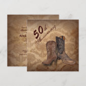 西部のお国柄のカウボーイが50周年結婚記念日 招待状 (正面/裏面)