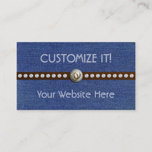 西部のきらきら光るでカスタマイズ可能なデニムの名刺 名刺 (正面)