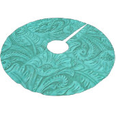 西部ののどによって用具を使われる革プリントのターコイズ ブラッシュドポリエステルツリースカート (アングル)