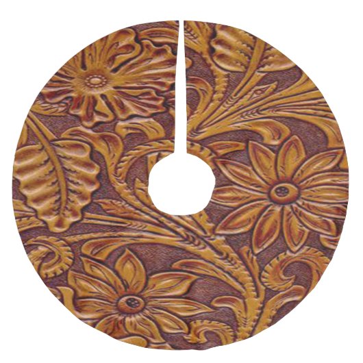 西部ののどによって用具を使われる革プリントブラウン2 ブラッシュドポリエステルツリースカート (正面)