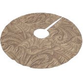 西部ののどによって用具を使われる革プリントブラウン ブラッシュドポリエステルツリースカート (アングル)