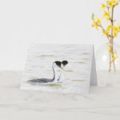 西部のカイツブリ目の求愛 カード (黄色い花)