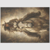 西部のカウガールが白馬に乗る肖像画アート 薄葉紙 (正面)