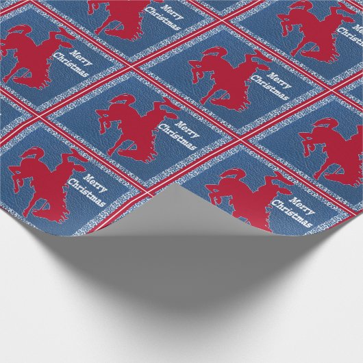 西部のカウボーイのロデオのBroncのライダーフェイクな革Squa ラッピングペーパー (角)