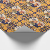 西部のカウボーイの女性のカーボーイのカップルのハッピーバースデー ラッピングペーパー (角)