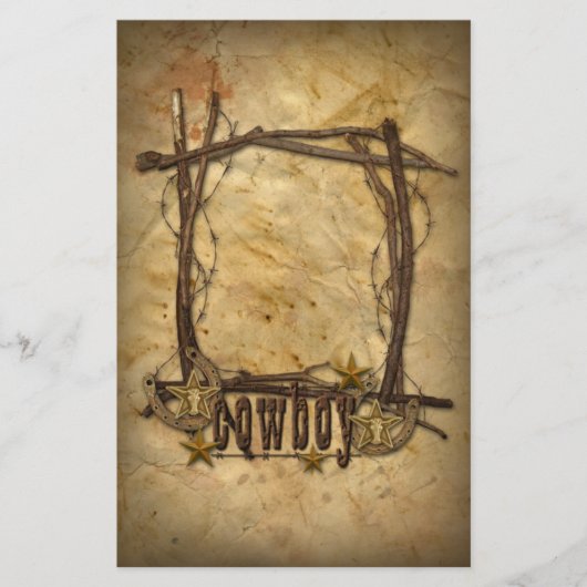 西部のカウボーイの小枝のフレーム文房具 便箋 (正面)