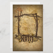 西部のカウボーイの小枝のフレーム文房具 便箋 (正面/裏面)