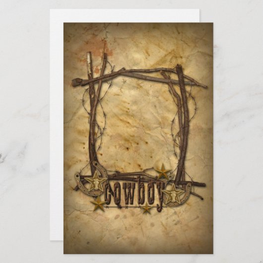 西部のカウボーイの小枝のフレーム文房具 便箋 (正面/裏面)