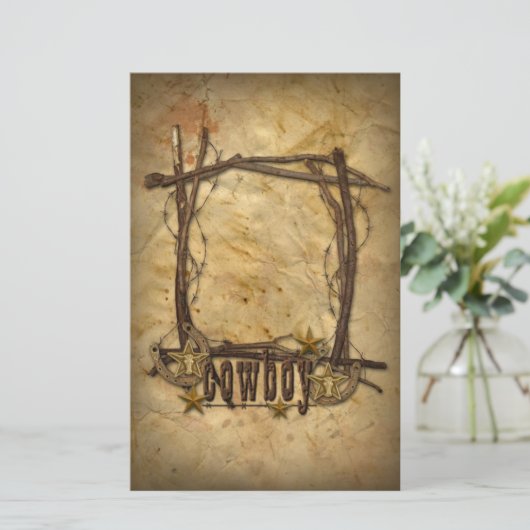 西部のカウボーイの小枝のフレーム文房具 便箋 (スタンド正面)