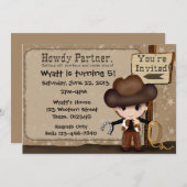 西部のカウボーイの誕生日の招待状 招待状 (正面/裏面)