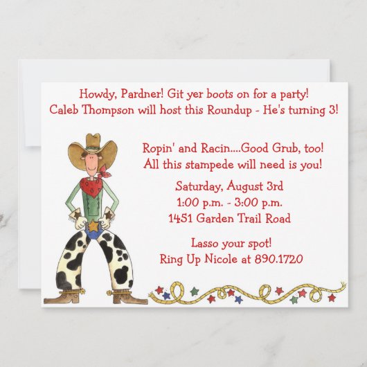 西部のカウボーイの集合の誕生日のパーティの招待状 招待状 (正面)