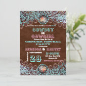 西部のカウボーイまたは女性のカーボーイジェンダーがパーティーを明かす 招待状 (スタンド正面)