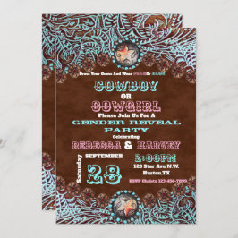 西部のカウボーイまたは女性のカーボーイジェンダーがパーティーを明かす 招待状