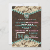 西部のカウボーイまたは女性のカーボーイジェンダーがパーティーを明かす 招待状 (正面)