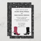 西部のカウボーイ・ブーツの結婚式招待状 招待状 (正面/裏面)