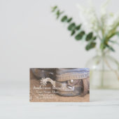 西部のカウボーイ・ブーツは名刺のテンプレートに拍車をかけます 名刺 (スタンド正面)