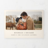 西部のカップルが馬に乗り揃え結婚て 三つ折り招待状 (カバー)