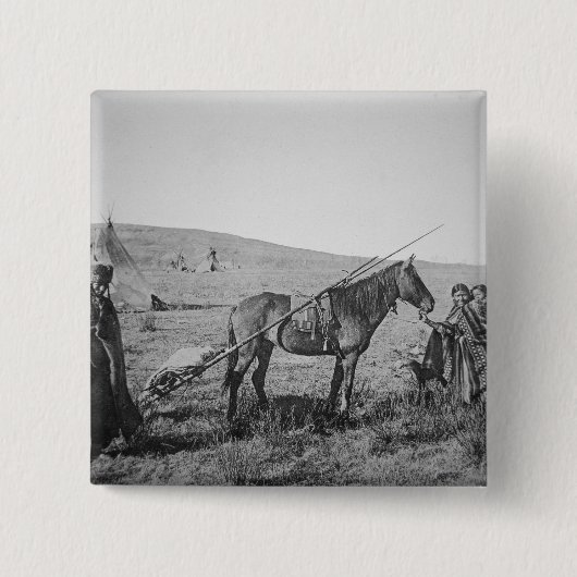 西部のカナダ、c.1のネイティブアメリカンのクリー族の人々 缶バッジ (正面)