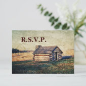 西部のカントリーキャビン結婚式のRSVP応答 出欠カード (スタンド正面)