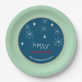 西部のカントリーヴィレッジ クリスマスの雪景色 ペーパープレート